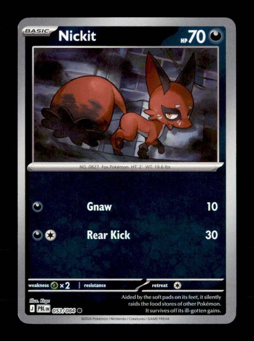 Nickit 053/084 Common Pitch Black Pokemon Reverse Holo Near Mint