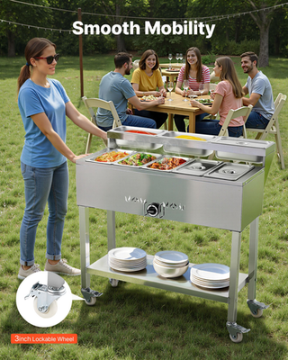 #ad Commercial Propane Steam Table LP Gas Outdoor Food Warmer 5 Pan w Wheels $406.99