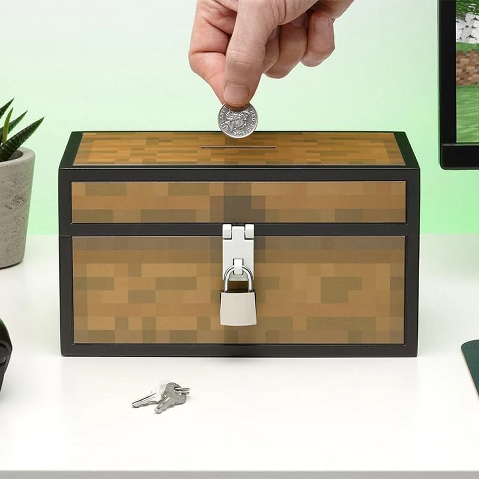 Minecraft Chest Money Box Coin Bank Lock Piggy Video Game Merch Mojang LICENSED - Image 3 of 4