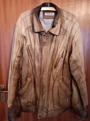 Vintage Herren Lederjacke, braunes echtes Leder, Größe 58/XXL