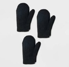 NWT Cat  Jack Toddler Unisex 3 Pack Mittens Gloves Black Size 2T-5T