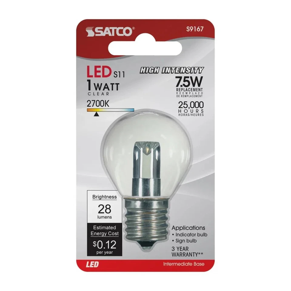 1 Watt LED - S11 - Clear - 2700K - Intermediate base - 120 Volt - Carded - 12-Pa - Image 4 of 4