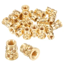 20 Pcs M4 x 9.1mm H x 6.3mm OD Brass Knurled Flange Threaded Inserts