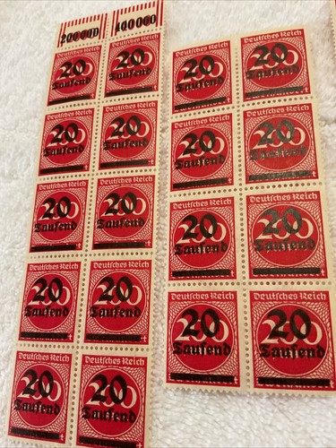 GERMANY-(-1922-1923-)-20.000 Mark-INFLATION lot Of Blocks /FAULTS-SEE PHOTOS.#6 - Picture 2 of 9