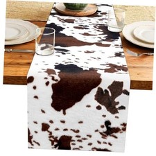 Cow Print Table Runner, Soft Faux Fur Western Decor for Dining Table,