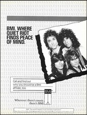 Quiet Riot 1986 BMI advertisement Kevin DuBrow Carlos Cavazo 8 x 11 b/w ad print
