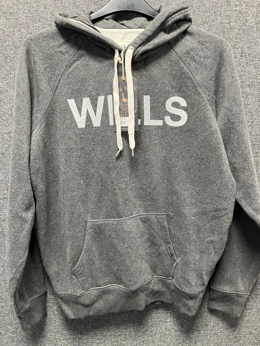Jack Wills Bayford Wills Popover Hoodie Grey Marl Medium TD036 HH