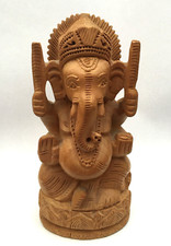 Indian Ganesha Wooden Carved Statue Figure Idol Kadam Wood Figurine 5"