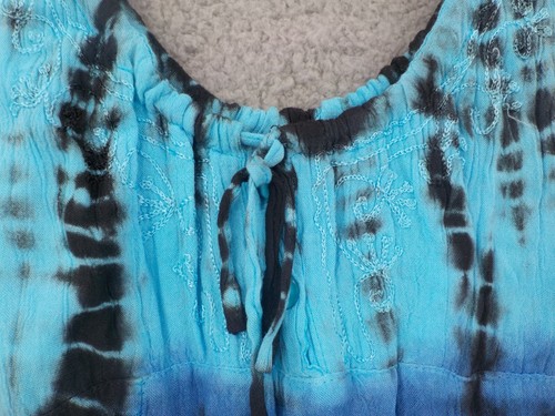 RAYA SUN TANK DRESS GIRLS 5X BLUE SLEEVELESS THIN SWIM COVER UP FRONT & BACK TIE - Picture 2 of 18