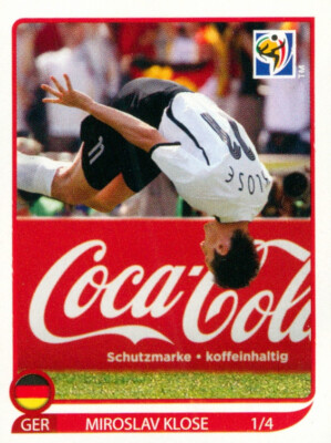   Panini World Cup 2010 - All 4 Stickers Klose-Salto Complete Coca Cola Goal Cheer