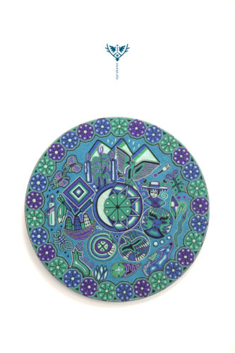 Quadro filato arte Huichol - Catinemiayeeni 60 cm. 24 pollici Filo per opera d'arte messicana - Foto 16 di 16