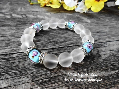 Clear Quartz Gemstone Bracelet Rock Crystal Healing Stone Yoga Bracelet Murano 