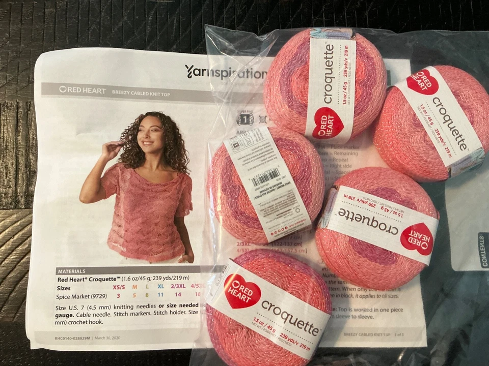 RED HEART CROQUETTE Breezy Cabled Knit Top Pattern + YARN Kit - Image 2 of 2