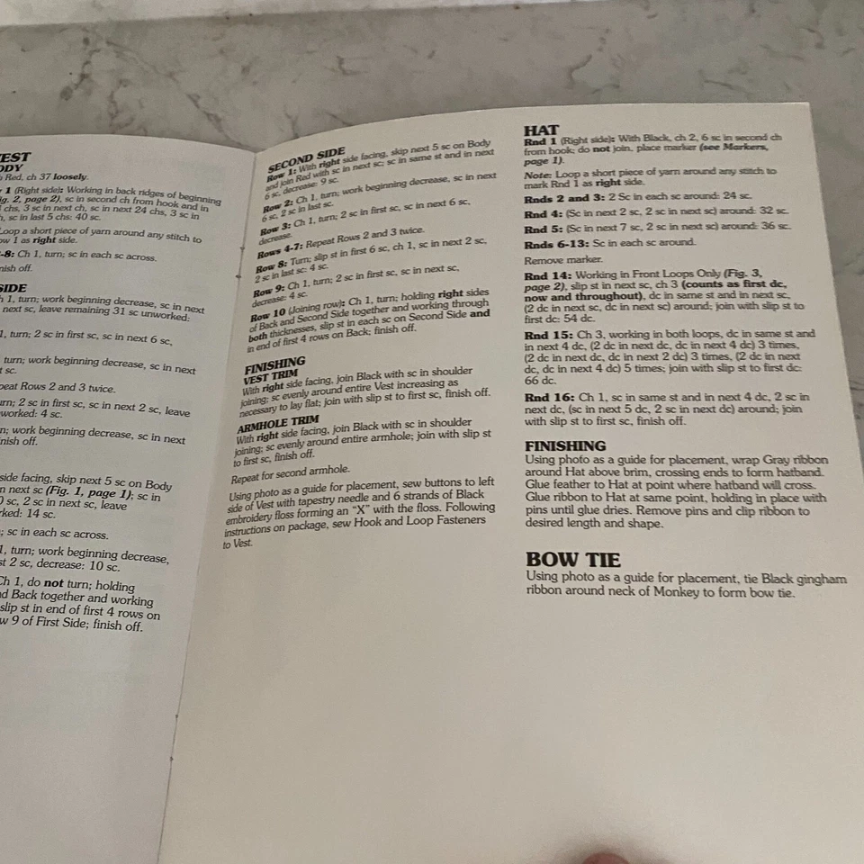 Leisure Arts Crocheted Sock Monkeys #3130 Doll Patterns Papreback Book - Image 4 of 4