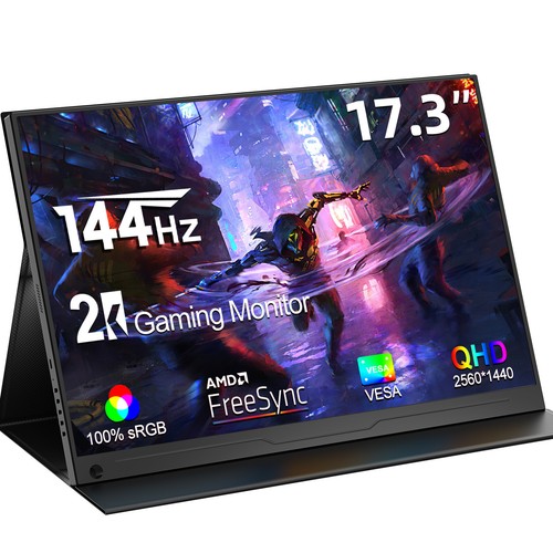 144Hz Portable Monitor 2K 17.3" QHD AMD FreeSync Frameless Ultra Slim Screen - 第 1/10 張圖片