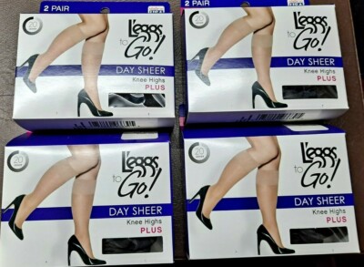 Leggs to Go! knee highs Plus 8 pair off black sheer toe 15222