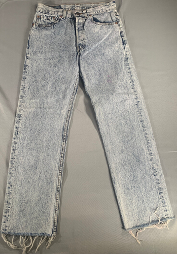 VTG Levi’s 501 Batwing Tab Jeans 31x29 Acid Wash Zip Fly USA Y2K Grunge Denim - Picture 2 of 14