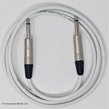 Van Damme Pro Cable Guitar Keyboard Lead Neutrik Jack to Jack Plugs White 3M