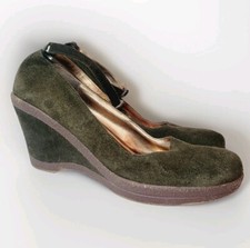 Vintage Nine West Y2K 90s Suede Mary Jane Wedge Platform Size 10
