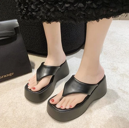 Summer Womens Slippers Platform Flip Flops Clip Toe Wedges Heels Thong Sandals - Picture 4 of 21