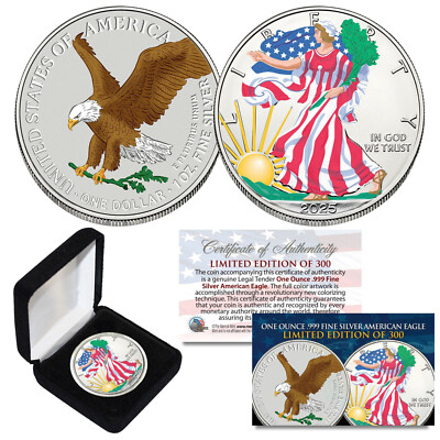 2026 Colorized 2-Sided 1 OZ .999 Silver American Eagle Coin LTD of 300 - TYPE 2