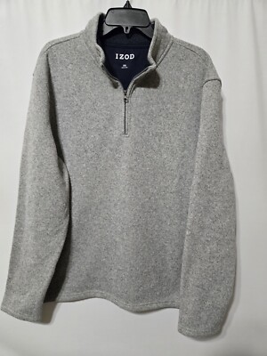 IZOD Sweather Fleece Quarter Zip Pullover Men's Gray Size 2XL
