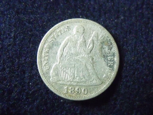 1890 Seated Liberty Dime PHILI Mint 10 Cents VF/XF DETAILS, REV. SCRATCHES C-175