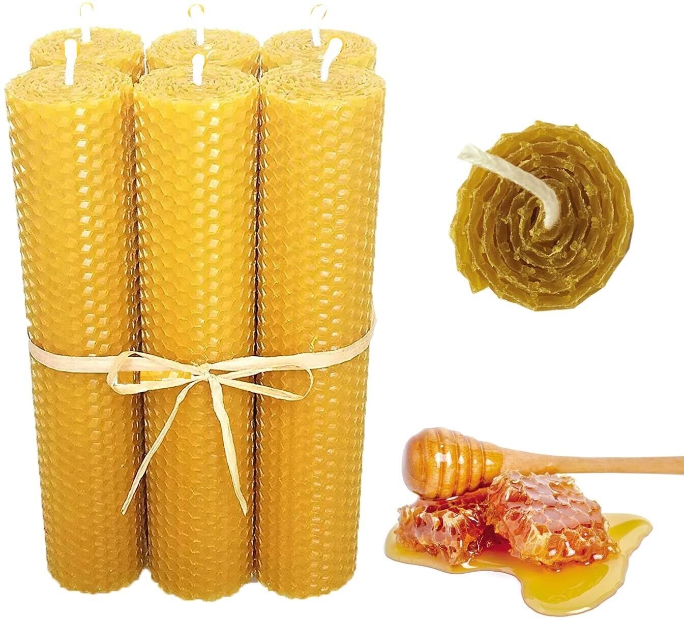 6 Velas Cera de Abeja Olor Miel 100% Natural 2cm x 10cm...