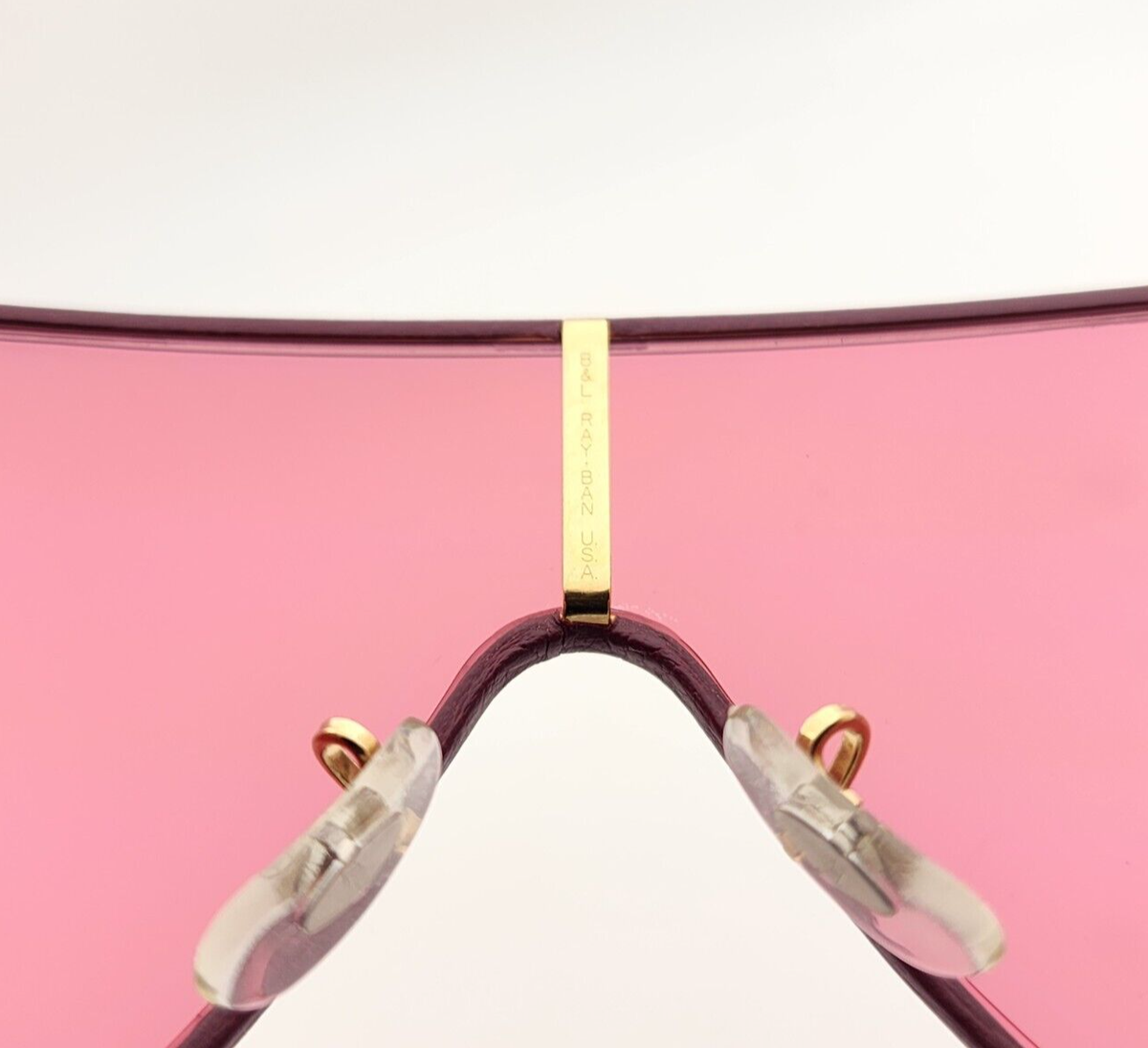 Vintage 1993 Ray-Ban Leather Aviators With Pink Lenses - Bausch and Lomb w/ Case Vintage RAY BAN Leather Bausch & Lomb Aviator | eBay main image 3