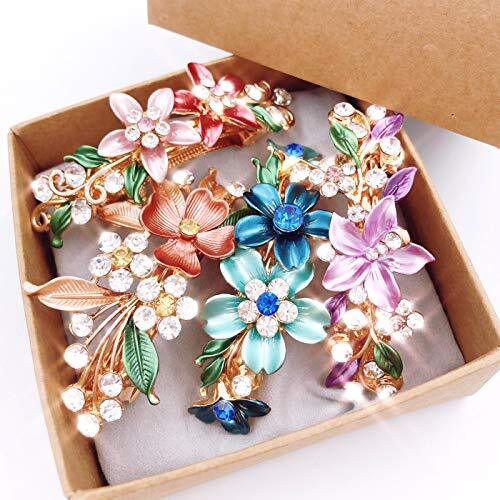 4PCS Colorful Vintage Flower Design Metal Small French Barrettes Hair Clasps - Bild 3 von 8