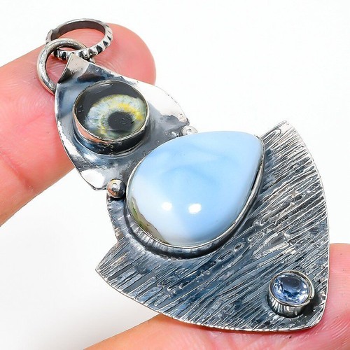 Collier Pendentif œil Maléfique En Argent Sterling 925 Et Verre Bleu - Longueur 18 Pouces, Fait Main