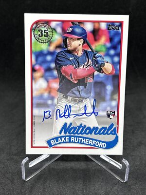 Blake Rutherford Signing 2024 TOPPS SERIES 2 BLAKE RUTHERFORD 1989 TOPPS ON CARD RC AUTO #89BA ...