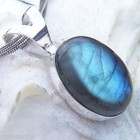 LABRADORIT 27mm Anhänger & Verschluss SILBER 925 KOMBINATION SHaken Rücks. EVO1