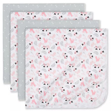 Gerber Just Born Lot of 4 Bunny Flannel Blankets Baby Girl NWT 30 x 30