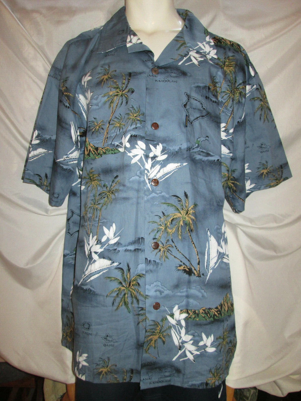 NWOT Palmwave Hawaii Men's Hawaiian Shirt XXL Cotton Blue