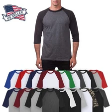 PROCLUB Raglan Baseball T SHIRTS TEE 3/4 Sleeve Casual Fashion Jersey Team Sport