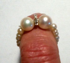 Stunning Akoya Pearl Flexible Ring Diamond Rondel Choice of Size
