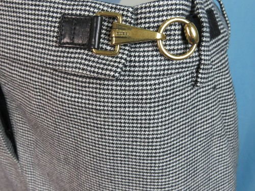 NEU MIT ETIKETT GUCCI 221815 SCHWARZ LANA WOLLE GRAU KARIERT PFERD GEBISS SCHNALLE LOGO REISSVERSCHLUSS ROCK 44 - Bild 3 von 12