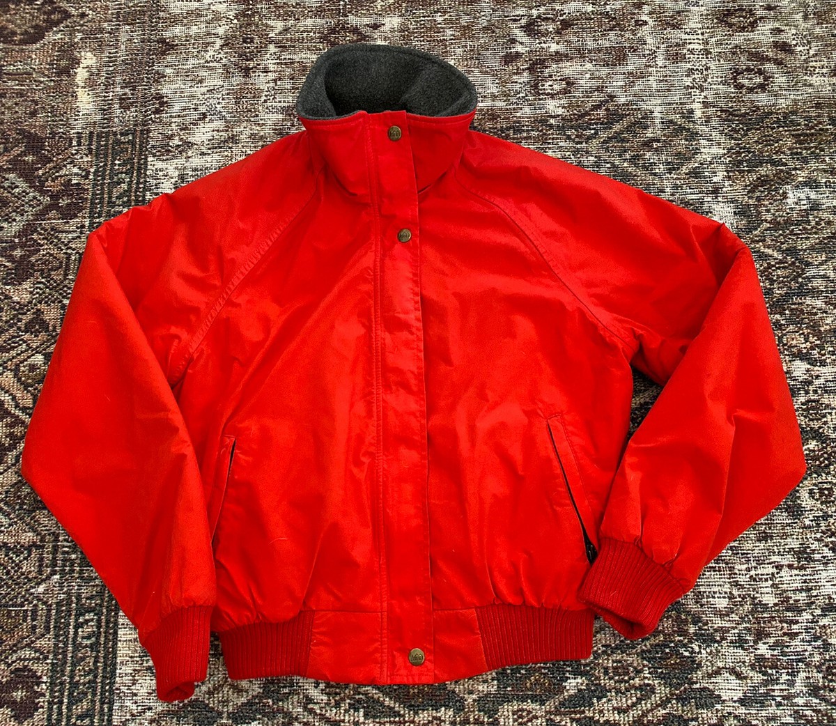 VTG 80s 90s REI Red Fleece Lined Goretex Jacket SZ 12 S/M Full Zip