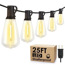 25FT Outdoor String Lights, Patio Lights with 10+1 LED Dimmable Waterproof Sh...