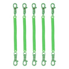Retractable Coil Keychain W Double Plastic Clasp, 7.9", Dark Green 5Pcs 