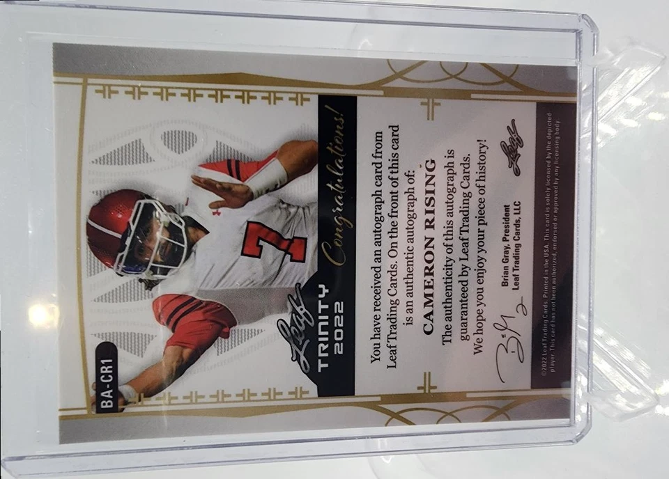2022 Leaf Draft (Hobby) Autographs Cameron Rising Auto 7/75 #BA-CR1 - Image 2 of 2
