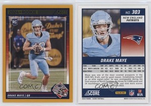 2024 Score Rookies Gold Drake Maye #303 Rookie RC