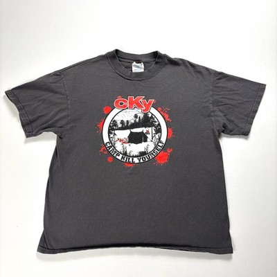 Vintage CKY Camp Kill Yourself Band Shirt S/M (Tag L) M&O Gray Bam Margera Rock
