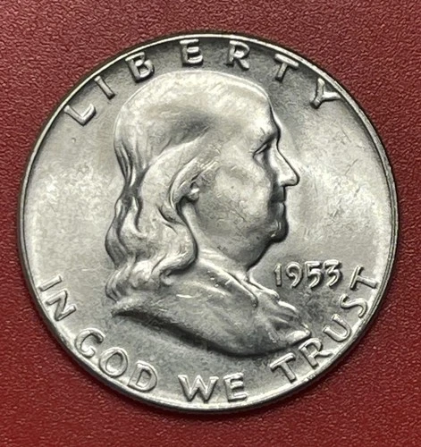 1953 P Franklin Silver Half Dollar, Uncirculated.  Better Date.