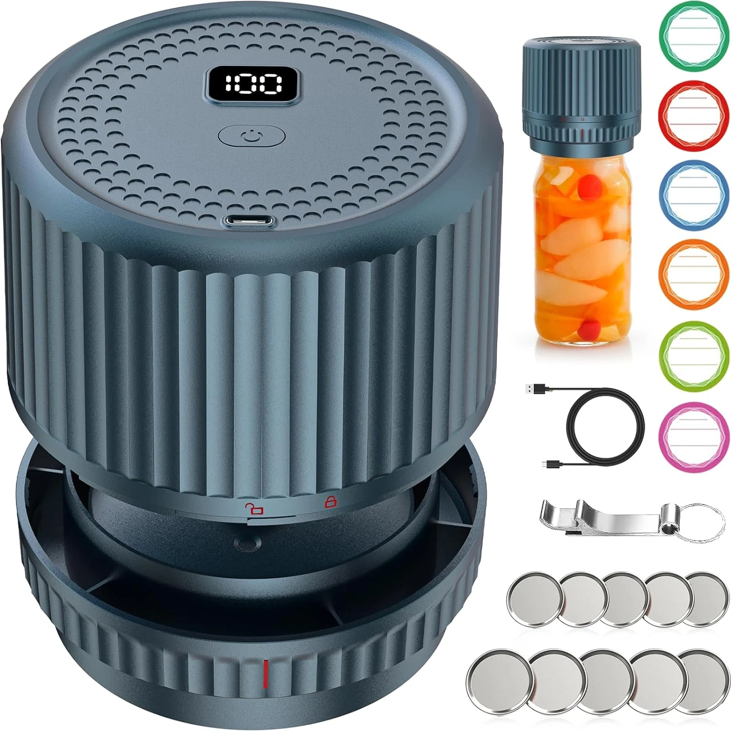 M12 Auto Stop Electric Mason Jar Vacuum Sealer - 2025 Upgrade Smart Jar Vacuum S