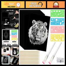 200 Sheets Black Scratch Art Paper Set 8.5x11" Coated Scratchboard with Stylus 