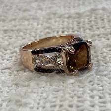 Rose Gold Toned Smoky Quartz Gem Ring Size 8.25