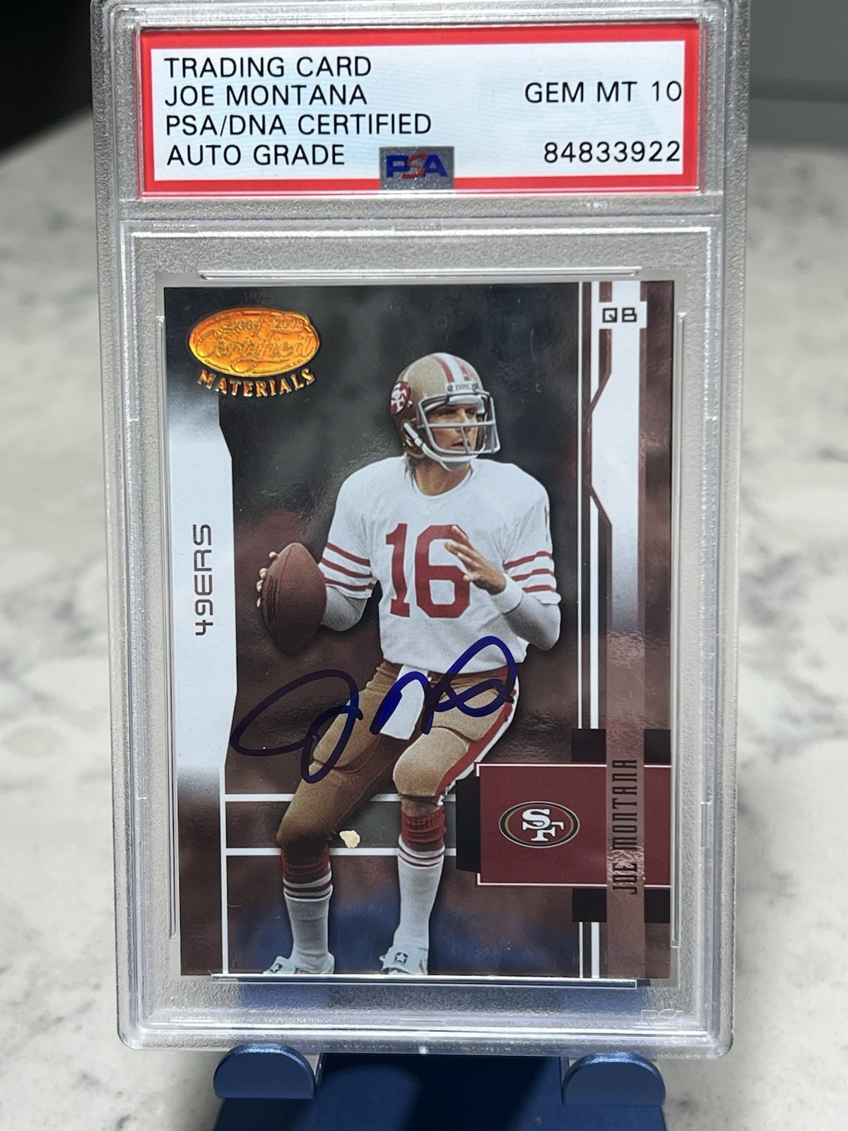 Joe Montana 2003 Leaf Certified Materials Autograph Card #139 PSA/DNA 10