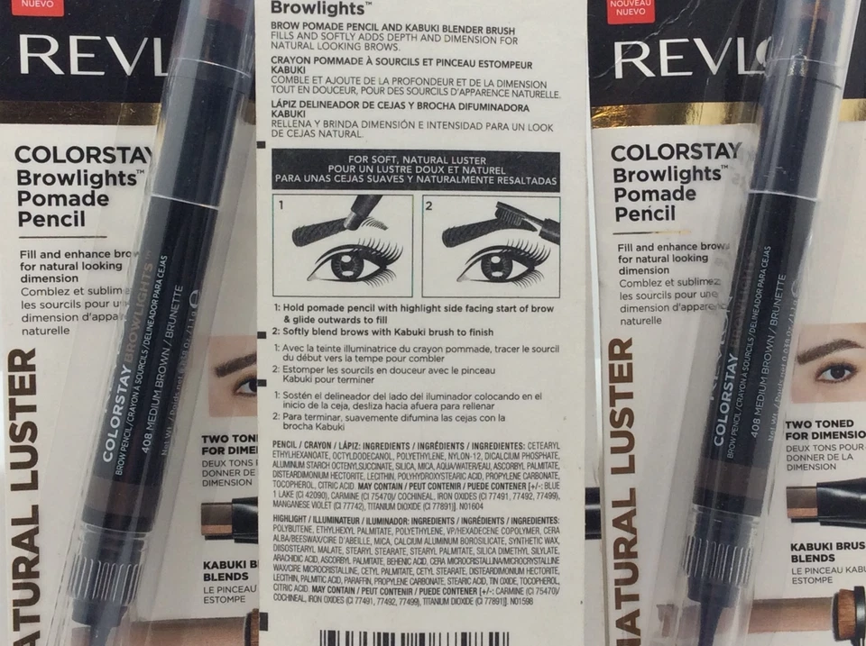 Revlon Colorstay Browlights Pomade Pencil, 408 Medium Brown, PACK OF 5 - Image 2 of 2